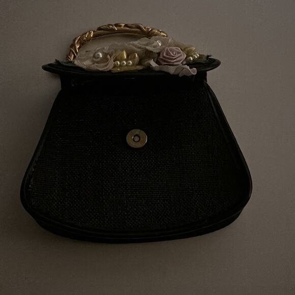 Multi Floral Black Textured Mini Bag Whimsy Goth Fairycore Coquette FLAWED - Picture 5 of 11